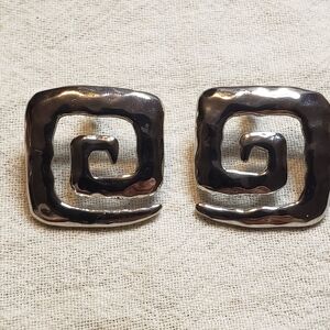 Vintage Silver Plated Swirl Design By JJ (Jonette Jewerly)Studs For Pierced Ears
